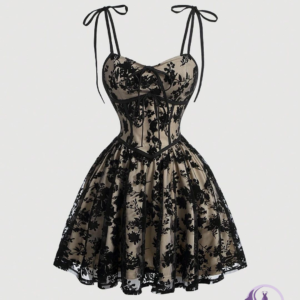 Midnight Bloom Lace Corset Mini Dress