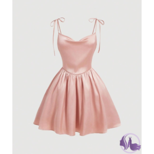 Blush Pink Satin Tie-Shoulder Mini Dress