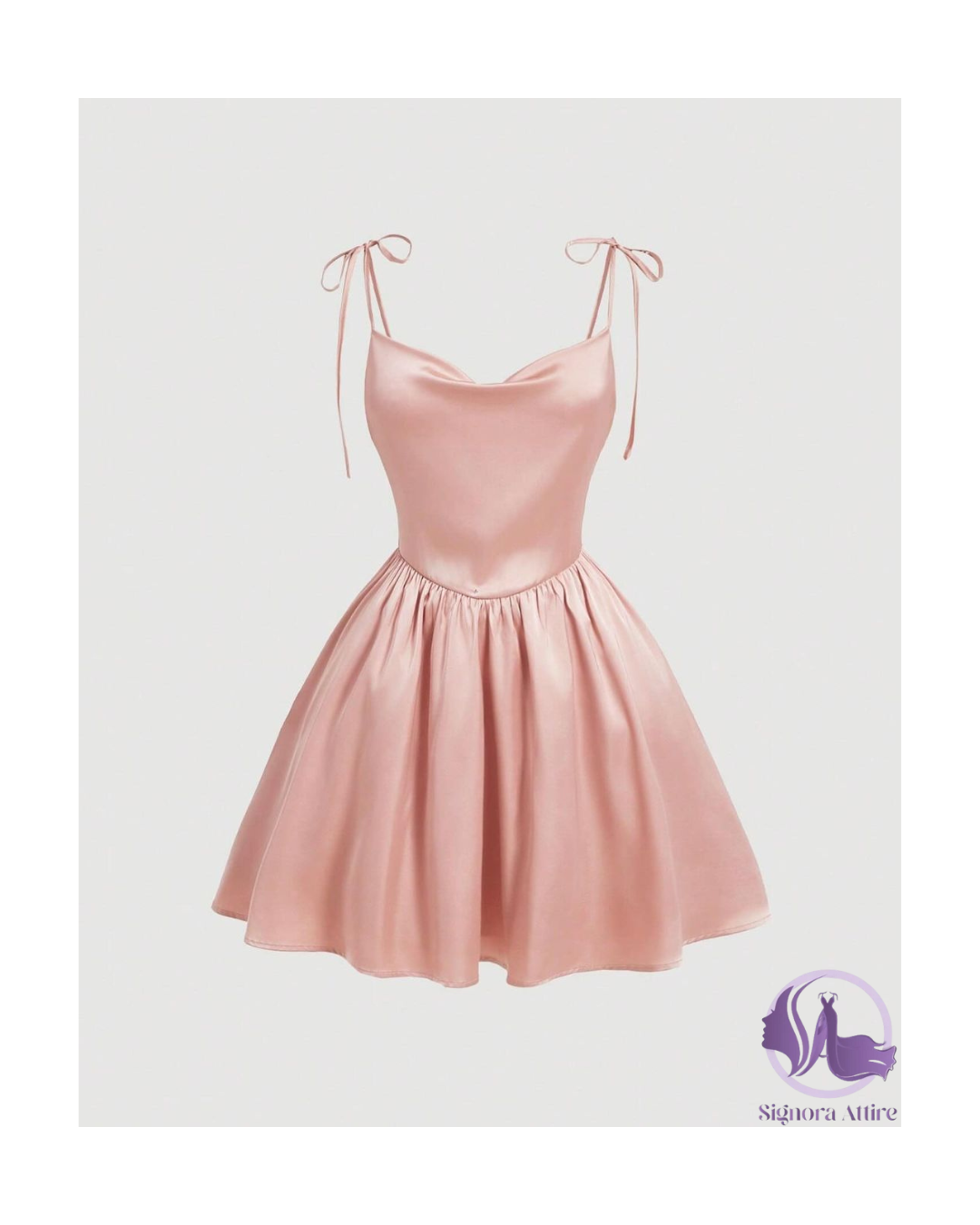 Blush Pink Satin Tie-Shoulder Mini Dress