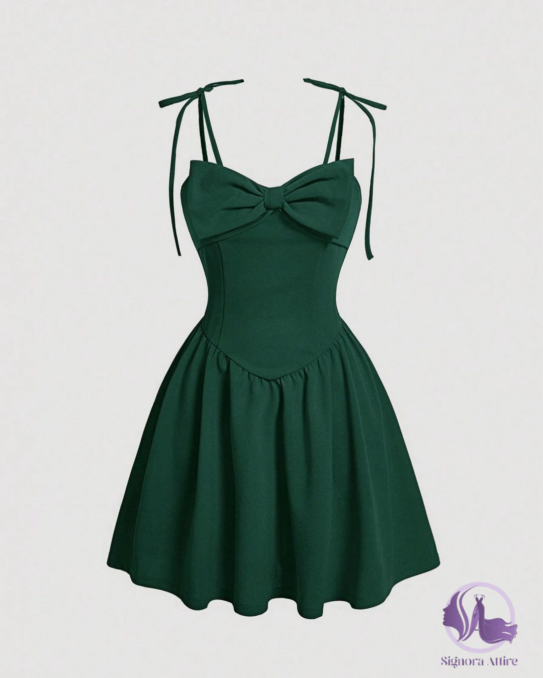 Emerald Bow Corset Mini Dress